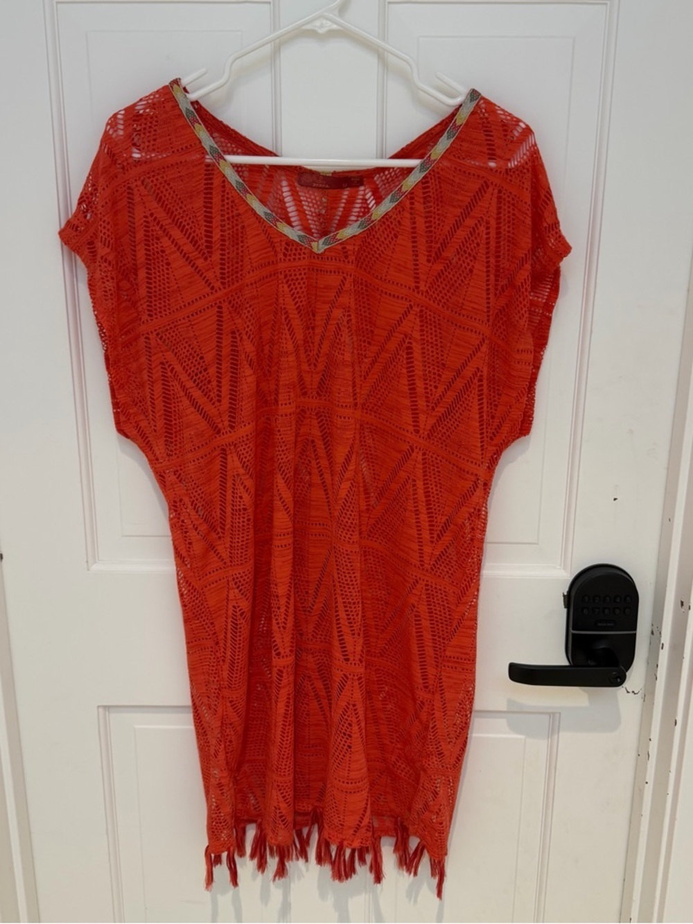 Prana Women's Red Crochet Fringe Cover-Up